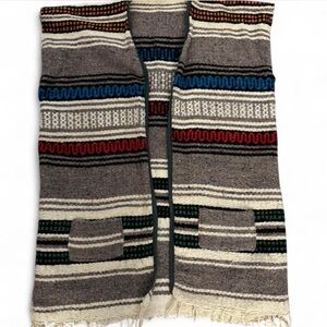 Vintage Boho 70s Mexican Baja Wool Poncho/ Vest